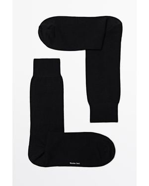 MASSIMO DUTTI Plain Cotton Blend Knit Socks - Black