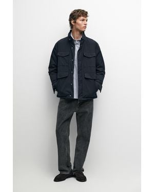 MASSIMO DUTTI Down Jacket With Pocket Details - Blue