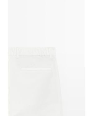 MASSIMO DUTTI Cotton Linen Poplin Barrel Fit Trousers - White