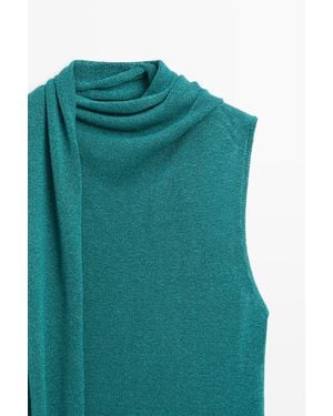 MASSIMO DUTTI Top Cuello Alto Con Fular - Verde
