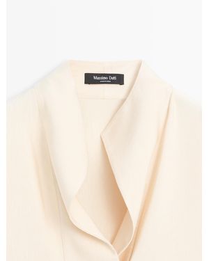 MASSIMO DUTTI Flowing Blouse With Bib Detail - White