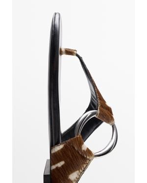MASSIMO DUTTI Printed Flat Slider Sandals - Black