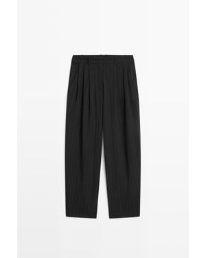 MASSIMO DUTTI Carrot Fit Pantalon Met Krijtstreep - Zwart
