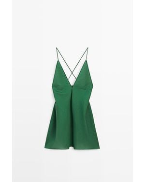 MASSIMO DUTTI Asymmetrische Top Met Spaghettibandjes - Groen