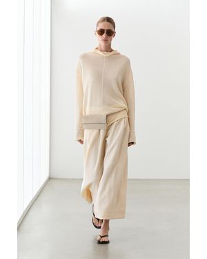 MASSIMO DUTTI Cotton Blend Cutwork Knit Sweater - Natural