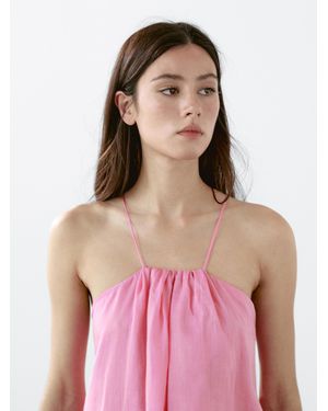 MASSIMO DUTTI Long Gathered Halter Neck Dress - Pink