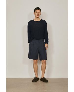 MASSIMO DUTTI Linen Darted Bermuda Shorts - Blue