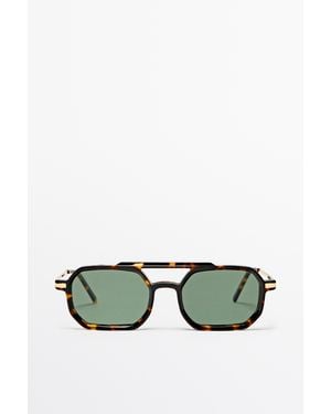MASSIMO DUTTI Zonnebril Met Dubbele Neusbrug En Schildpadeffect - Groen