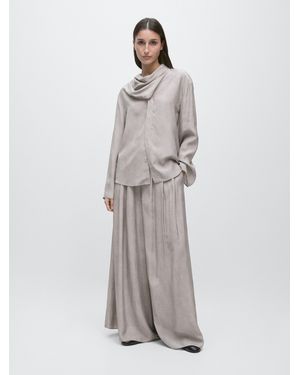 MASSIMO DUTTI Flowing Shirt With Scarf Detail - Grey
