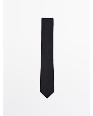 MASSIMO DUTTI Cotton And Silk Blend Twill Tie - Blue