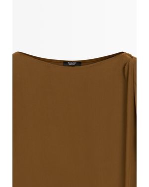 MASSIMO DUTTI Midi Dress With Draped Flowing Detail - Brown