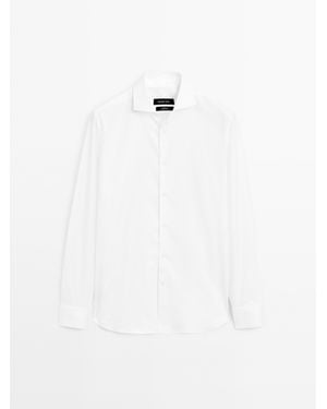 MASSIMO DUTTI Slim Fit Cotton Twill Shirt - White