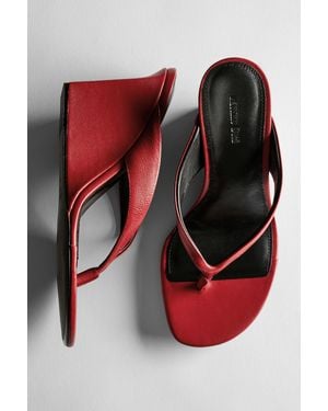 MASSIMO DUTTI Leather Wedge Sandal - Red