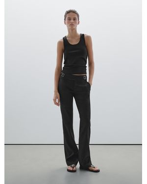 MASSIMO DUTTI Straight-Leg Low-Rise Stretch Trousers - Black