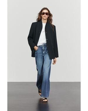 MASSIMO DUTTI Fluid Blazer With Button Detail - Blue