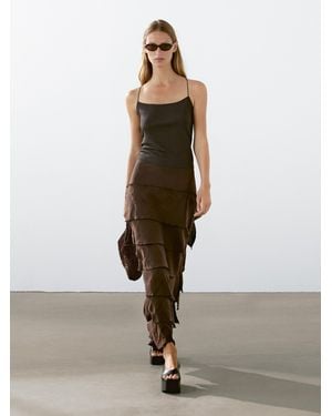 MASSIMO DUTTI Midirock Mit Volants - Natur