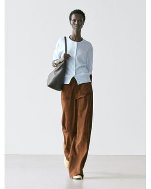 MASSIMO DUTTI Short Sleeve Knit Cardigan - White