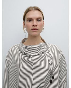 MASSIMO DUTTI Camicetta Con Laccio E Applicazione Sul Collo - Grigio
