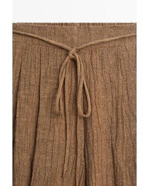 MASSIMO DUTTI Flowing Linen Blend Pants - Brown