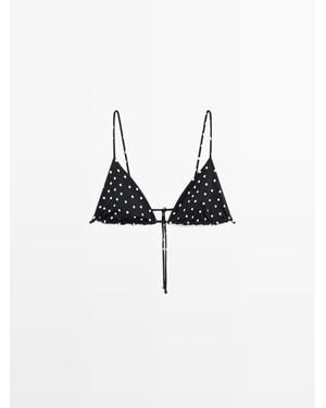 MASSIMO DUTTI Triangel Bikinitop Met Stippenprint - Zwart