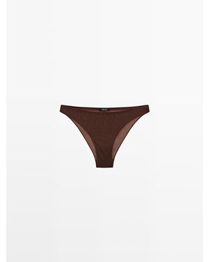 MASSIMO DUTTI Semi-Sheer Bottoms With Metallic Detail - Natural