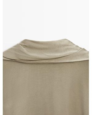 MASSIMO DUTTI Flowing Dress With Cape Detail - Natural