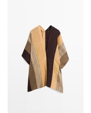 MASSIMO DUTTI Soepelvallende Gestreepte Cape Van Linnenmix - Meerkleurig