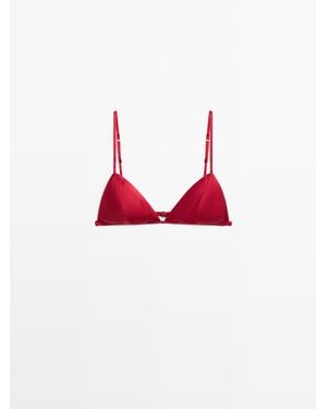 MASSIMO DUTTI Triangel Top Van Zijde - Rood