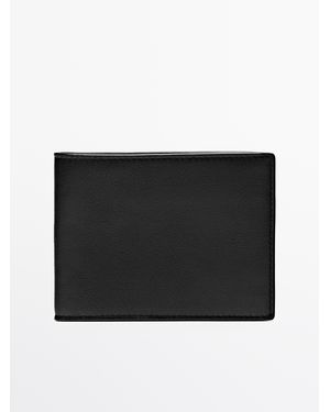 MASSIMO DUTTI Horizontal Nappa Leather Wallet With Purse - Black