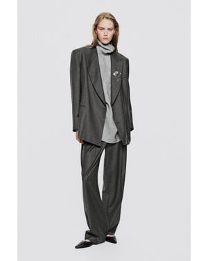 MASSIMO DUTTI Flannel Suit Pants - Gray