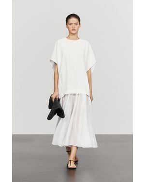 MASSIMO DUTTI Linen-Blend Combined Dress - White