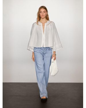 MASSIMO DUTTI Flowing Blouse With Lace Detail - White