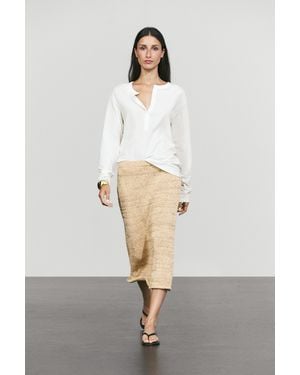 MASSIMO DUTTI Cotton-Blend Knit Midi Skirt Co-Ord - White