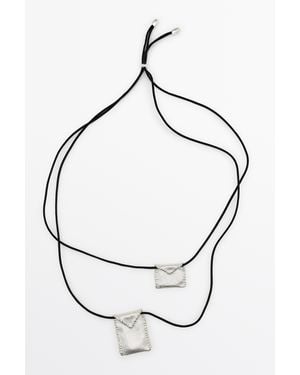 MASSIMO DUTTI Envelope Cord Necklace - White