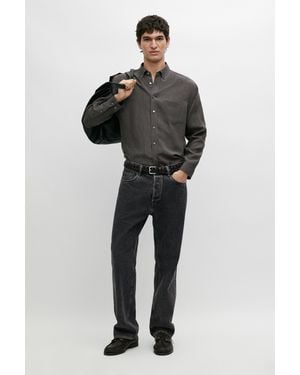 MASSIMO DUTTI Regular Fit Shirt With Pocket Detail - Black