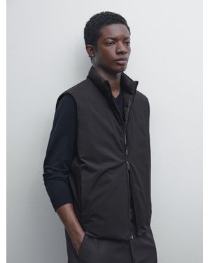 MASSIMO DUTTI Chaleco Plumífero Reversible - Negro