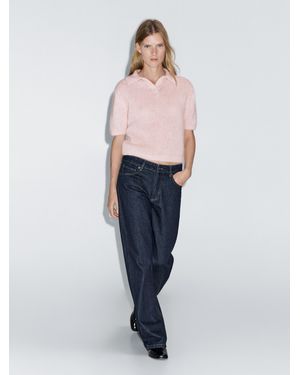 MASSIMO DUTTI Alpaca Blend Knit Polo Jumper - Pink