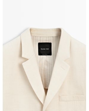 MASSIMO DUTTI Linen Blend Suit Blazer - White