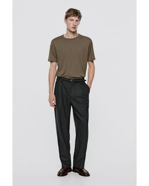 MASSIMO DUTTI 100% Wool Short Sleeve T-Shirt - Multicolour