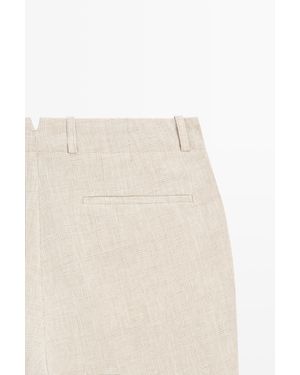 MASSIMO DUTTI Pantalón Cuadros 100% Lino - Neutro