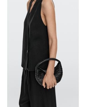 MASSIMO DUTTI Nappa Leather Braided Mini Bag - Black