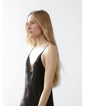 MASSIMO DUTTI Long Satin Slip Dress - White