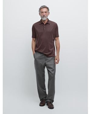 MASSIMO DUTTI Polo Manga Corta Mezcla Lana - Rojo