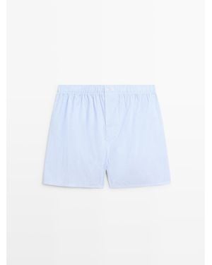 MASSIMO DUTTI Boxer A Righe 100% Cotone - Blu
