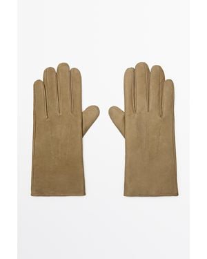 MASSIMO DUTTI Leather Split Suede Gloves - Natural