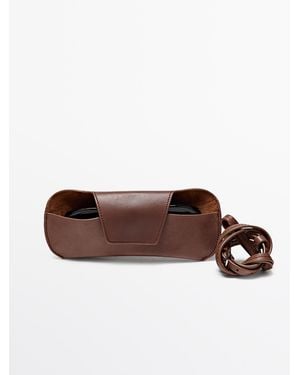 MASSIMO DUTTI Nappa Leather Sunglasses Case - Brown