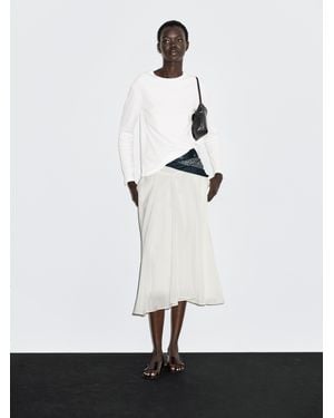 MASSIMO DUTTI Camiseta Manga Larga Detalle Costura - Blanco