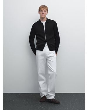 MASSIMO DUTTI Cárdigan Punto Cremallera Mezcla Algodón - Gris