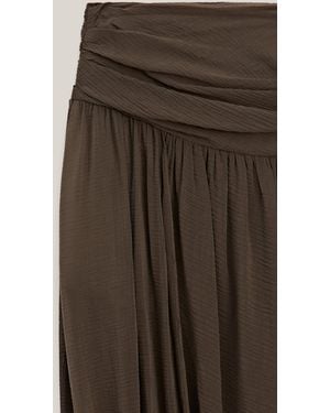 MASSIMO DUTTI Midi Skirt With Puff Detail - Brown