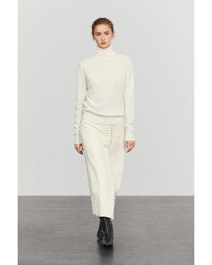 MASSIMO DUTTI Jupe Midi Droite Avec Détail De Boutons - Neutre
